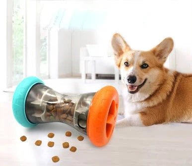 Interactive pet food puzzle toy designed to slow feed dogs and prevent obesity