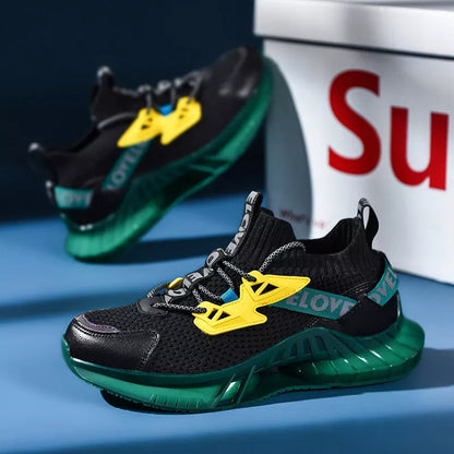 Men's luminous running shoes with lightweight coconut design for night jogging