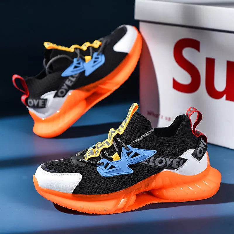 Men's luminous running shoes with lightweight coconut design for night jogging