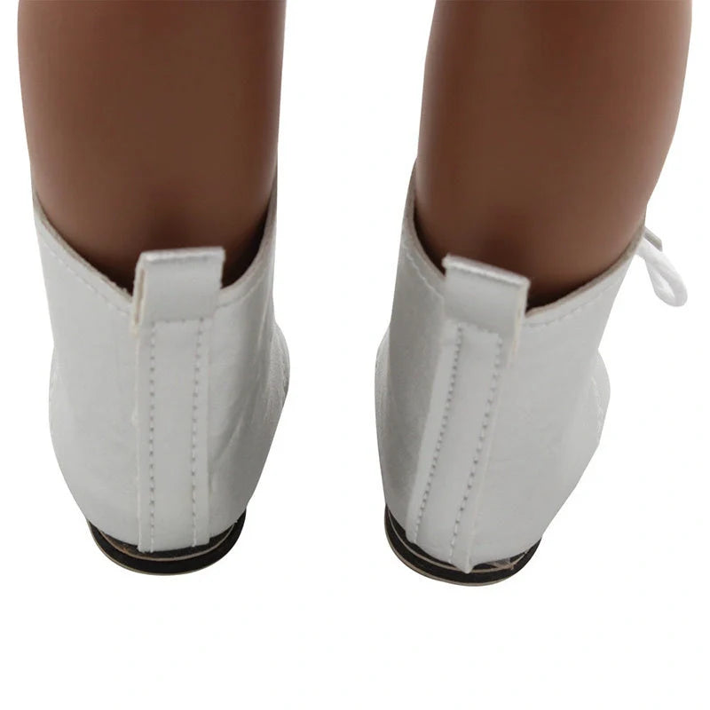 18-inch doll lace-up boots in PU leather, available in five colors