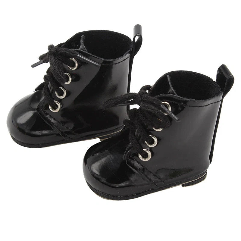 18-inch doll lace-up boots in PU leather, available in five colors