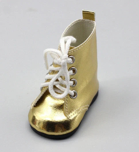 18-inch doll lace-up boots in PU leather, available in five colors