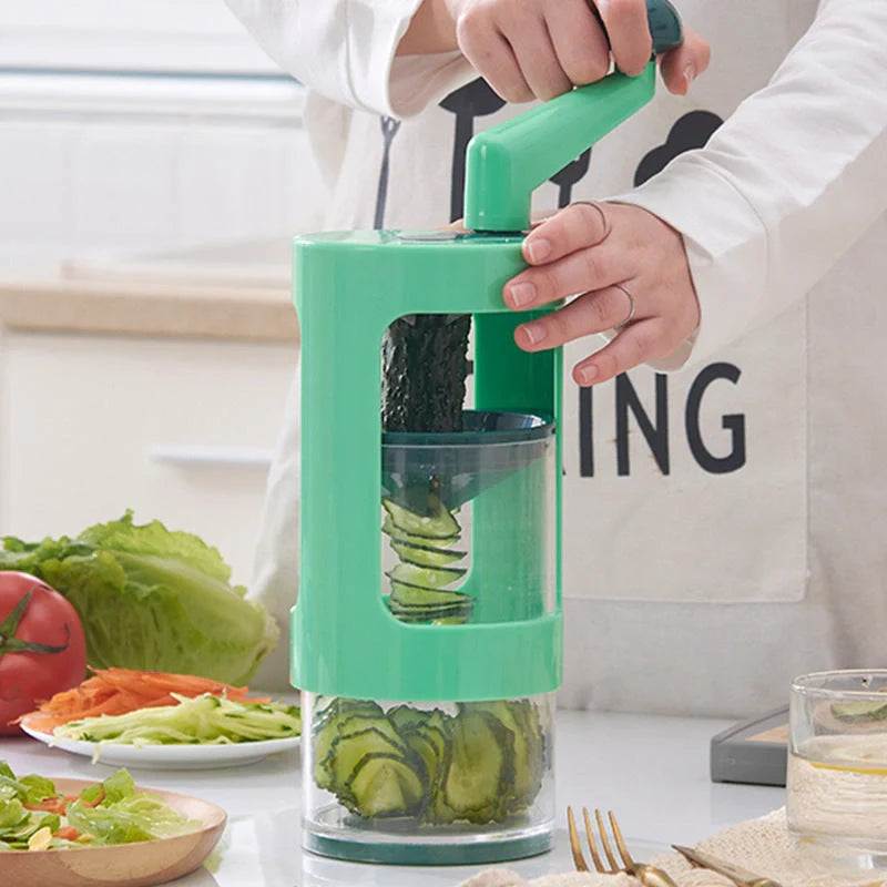 Green multifunctional radish and cucumber shredder with stainless steel blade