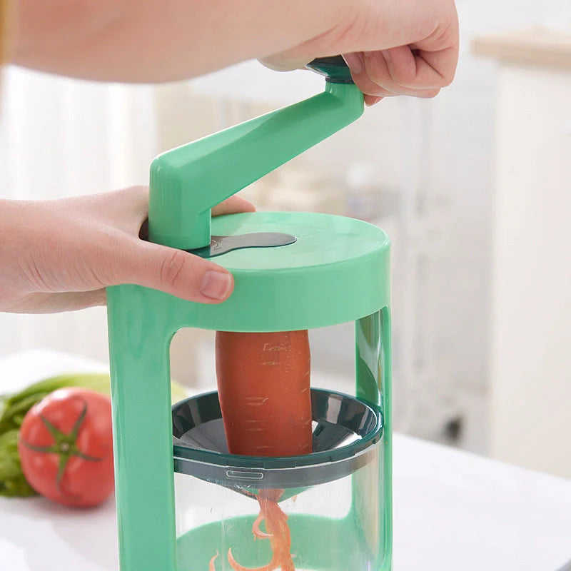 Green multifunctional radish and cucumber shredder with stainless steel blade