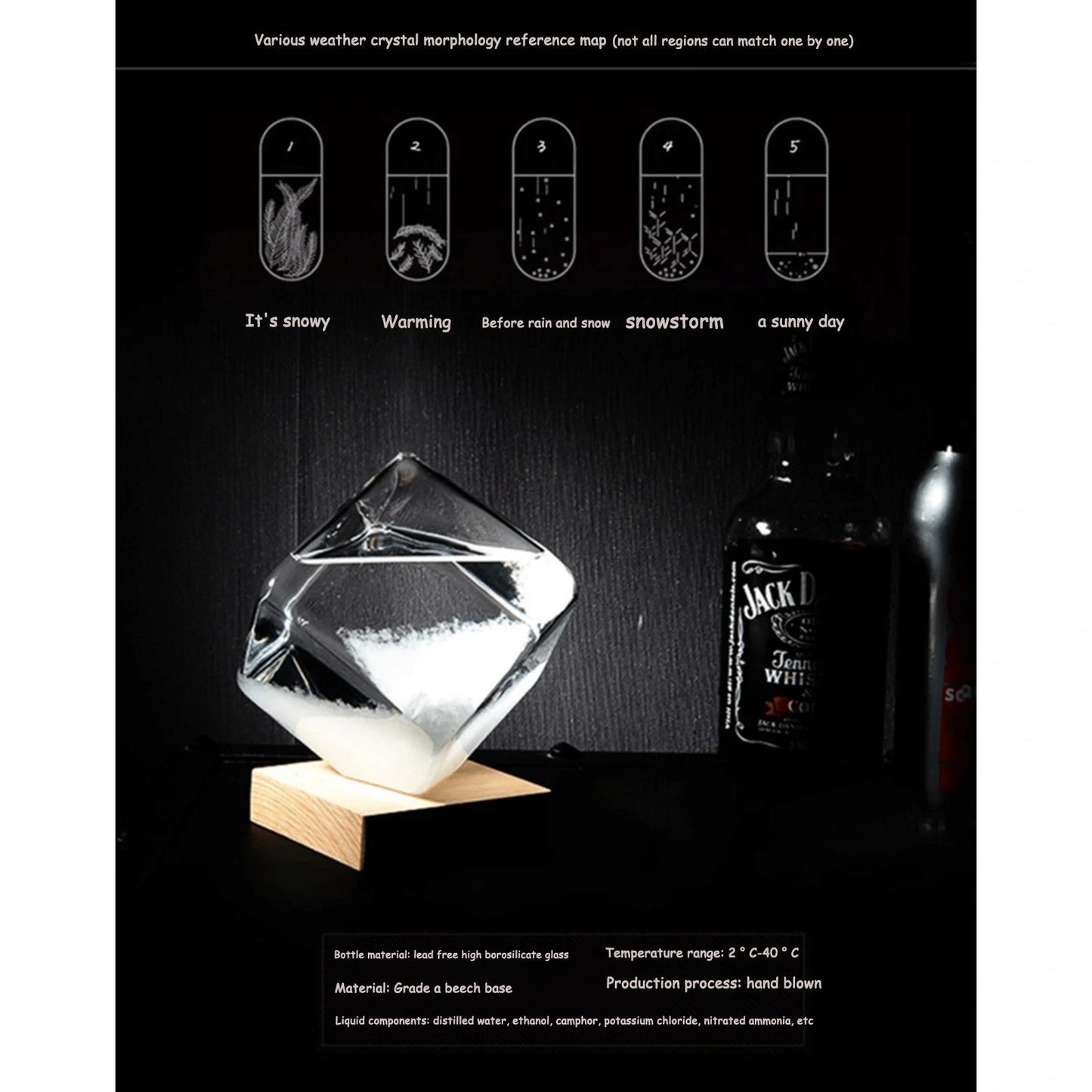 Desktop Droplet Storm Glass Bottle Weather Forecast Predictor in high borosilicate glass