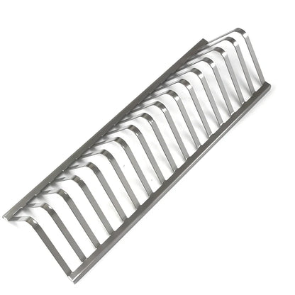 Stainless steel barbecue grill holder with vertical meat racks measuring 31cm length