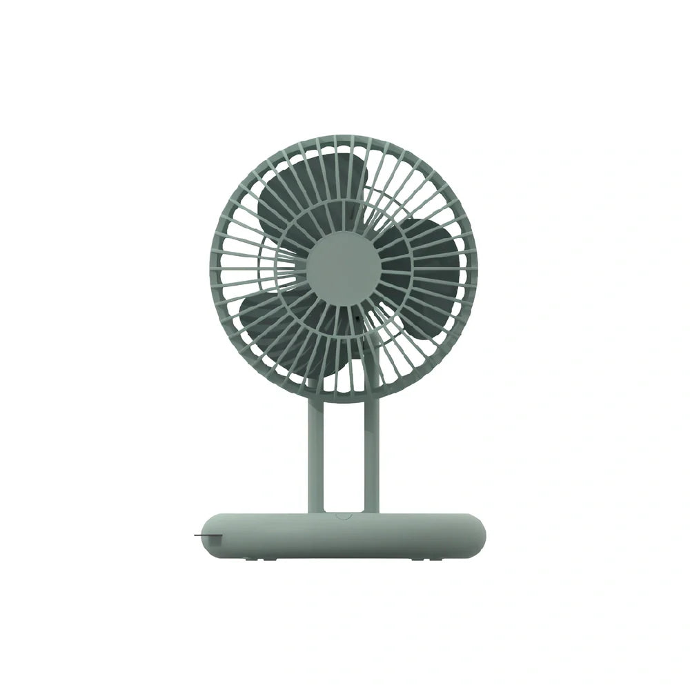 White retractable USB fan showing folded and open positions with USB cable