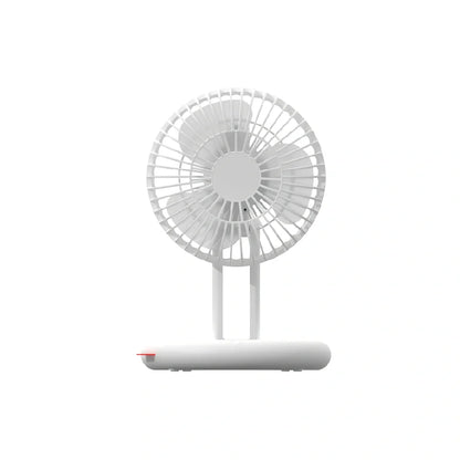 White retractable USB fan showing folded and open positions with USB cable