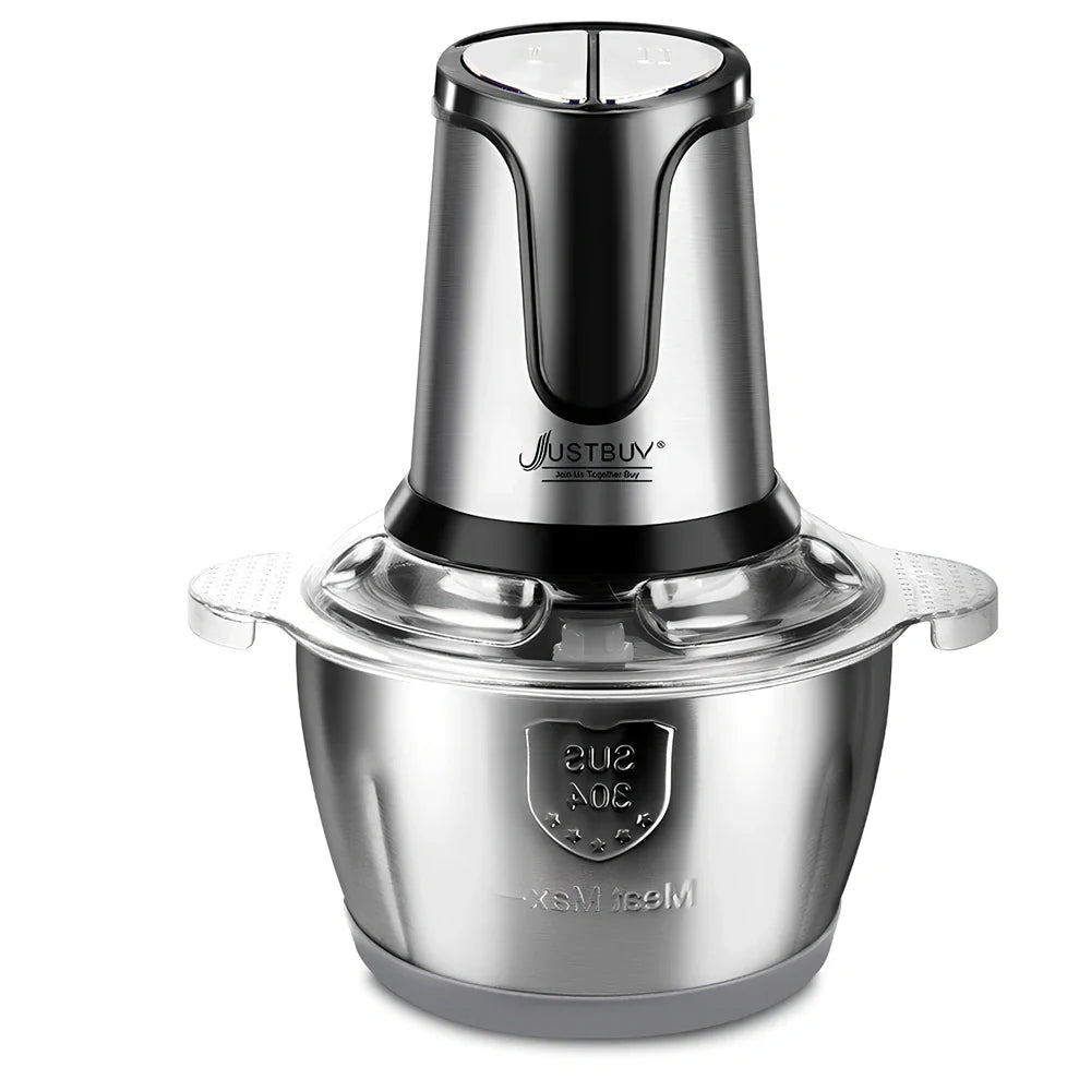 Black multifunctional kitchen meat grinder with 300W motor and 10-litre processing capacity for food preparation