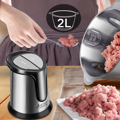 Black multifunctional kitchen meat grinder with 300W motor and 10-litre processing capacity for food preparation