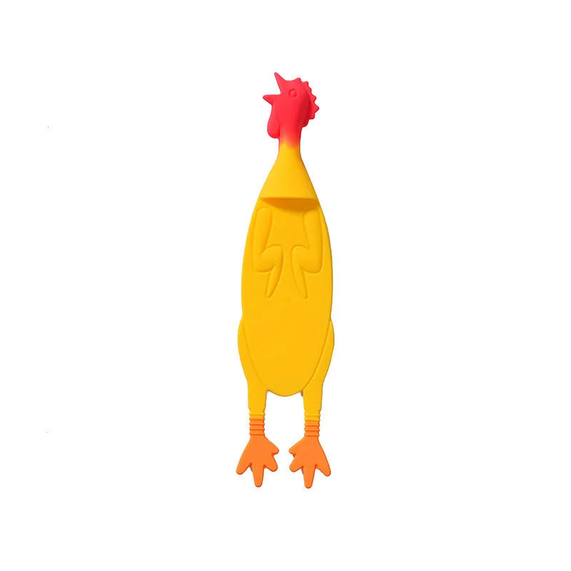 Silicone Screaming Chicken Bookmark 16cm Yellow Novelty Reading Accessory for Books Magazines and Gifts Flexible Rubber Page Marker with Colour Box