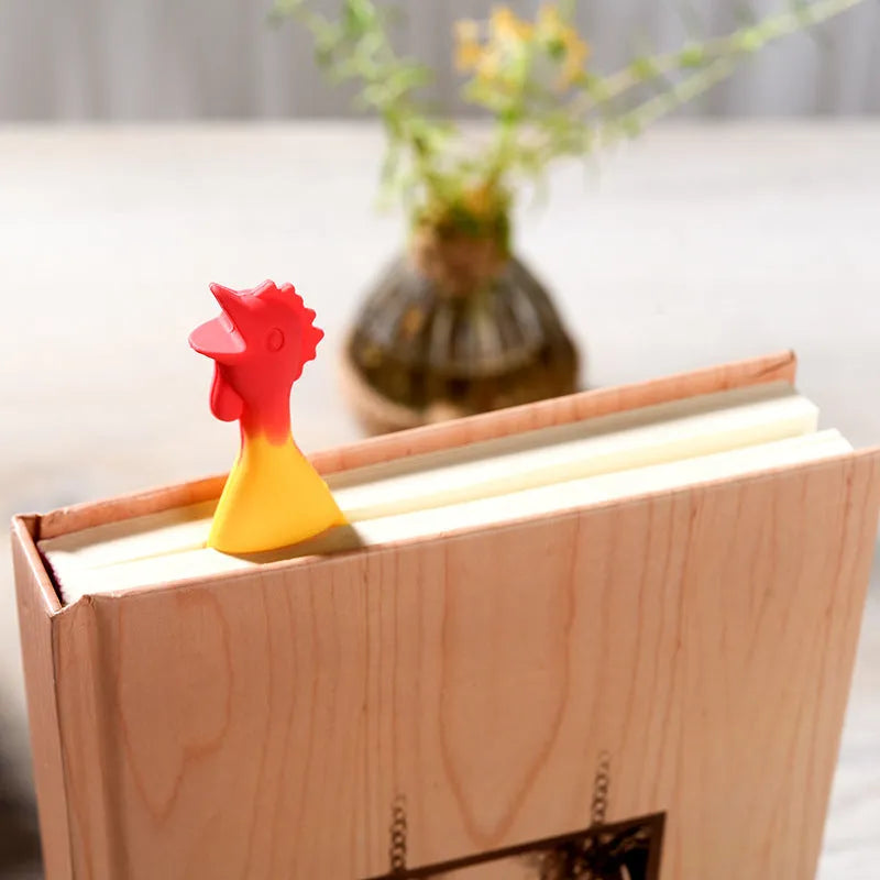 Yellow silicone screaming chicken bookmark 16cm flexible page marker in colour box