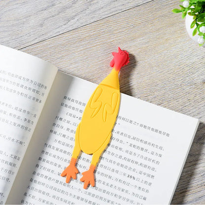 Yellow silicone screaming chicken bookmark 16cm flexible page marker in colour box