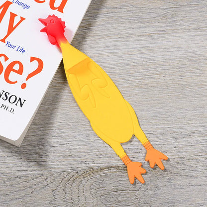 Yellow silicone screaming chicken bookmark 16cm flexible page marker in colour box