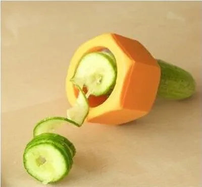 Yellow and green spiral knife vegetable cutter with 8cm diameter for slicing cucumbers