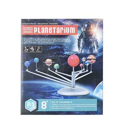 Educational science kit featuring eight planet models, a weather station, and environmental rocket