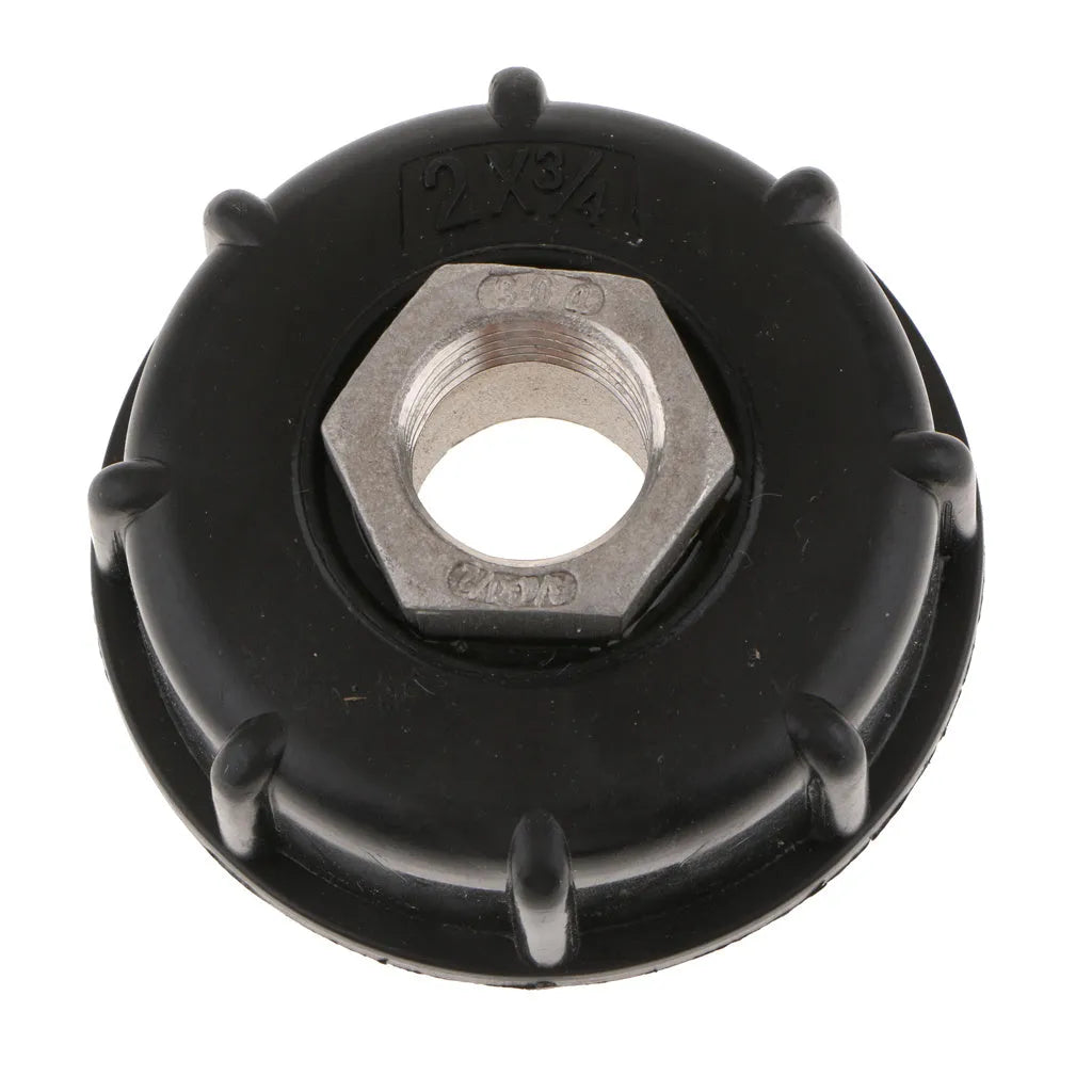 Black PP plastic barrel joint with 304 stainless steel connector for 1000 litre urea and domestic barrels