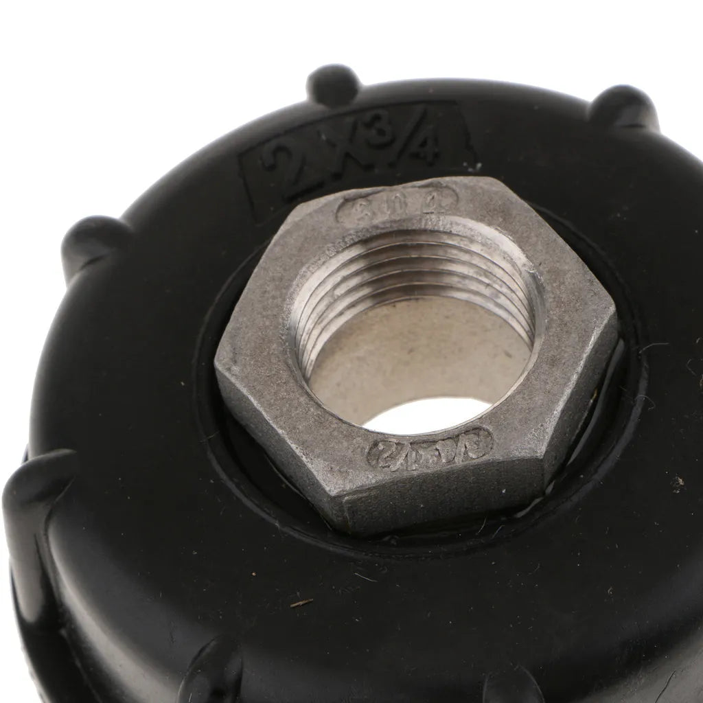 Black PP plastic barrel joint with 304 stainless steel connector for 1000 litre urea and domestic barrels