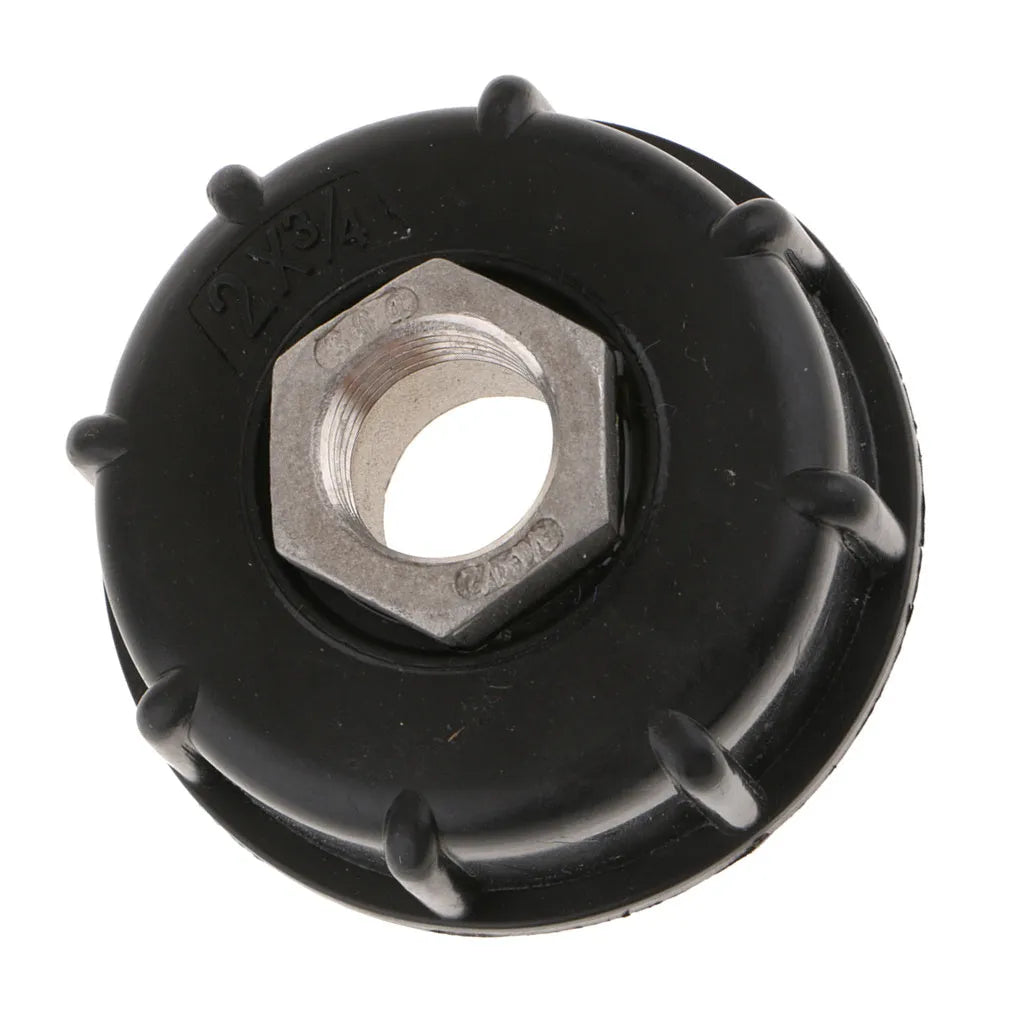 Black PP plastic barrel joint with 304 stainless steel connector for 1000 litre urea and domestic barrels