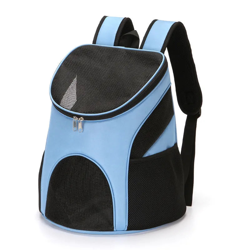 A solid-colour pet backpack carrier for cats or small dogs, shown in one of four colour options.