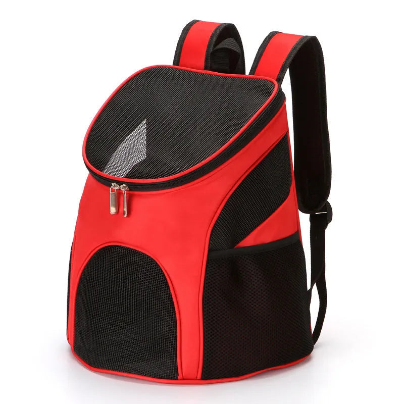 A solid-colour pet backpack carrier for cats or small dogs, shown in one of four colour options.