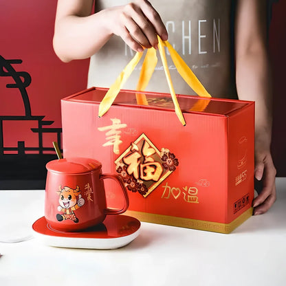 Insulation coaster heating cup with mechanical operation and 16W power rating