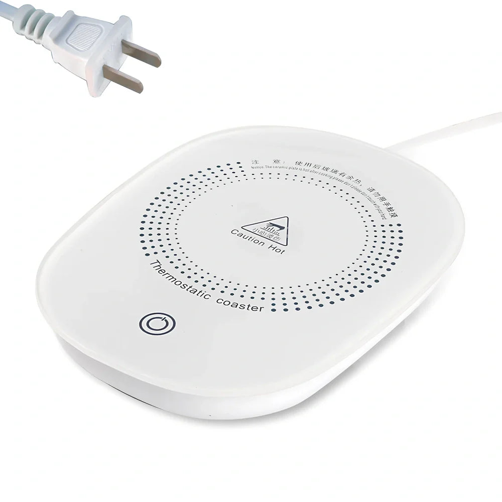 Insulation coaster heating cup with mechanical operation and 16W power rating