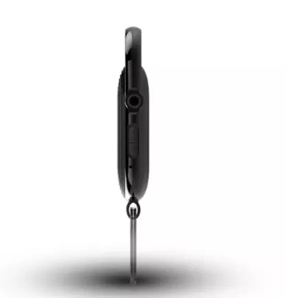 Black portable voice recorder with zinc alloy shell, showing USB port and recording button