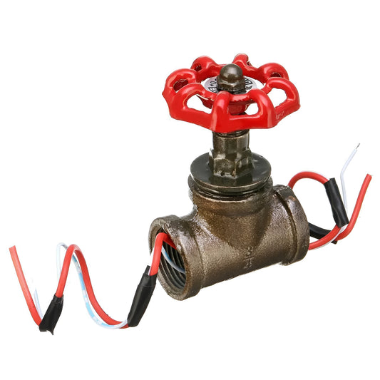 Red and copper steampunk-style industrial light switch valve with threaded connection.
