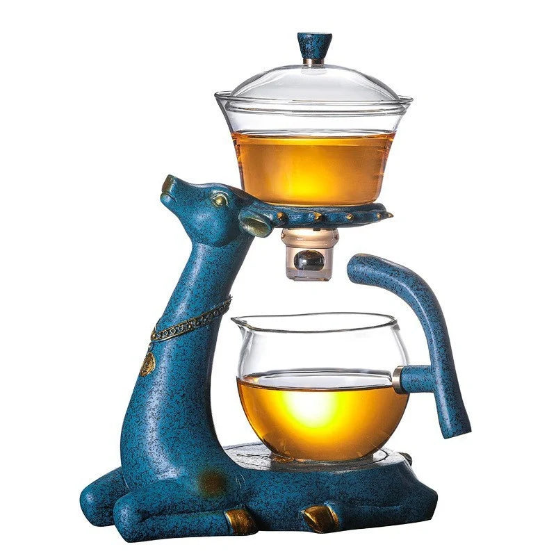 Creative Deer Glass Teapot with heat-resistant design and infuser for perfect tea brewing