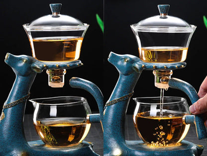 Creative Deer Glass Teapot with heat-resistant design and infuser for perfect tea brewing