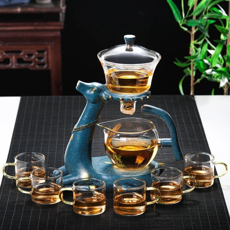 Creative Deer Glass Teapot with heat-resistant design and infuser for perfect tea brewing