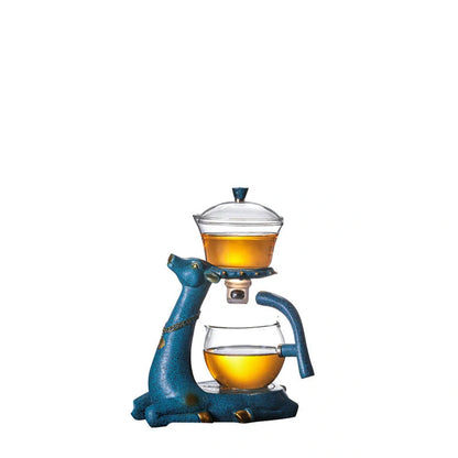 Creative Deer Glass Teapot with heat-resistant design and infuser for perfect tea brewing