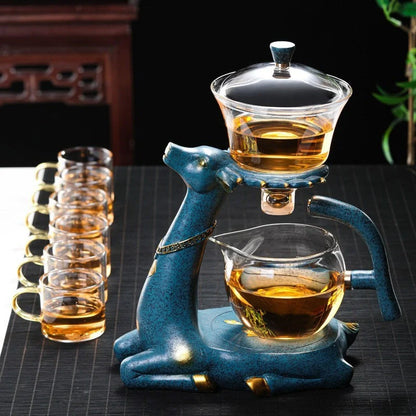 Creative Deer Glass Teapot with heat-resistant design and infuser for perfect tea brewing