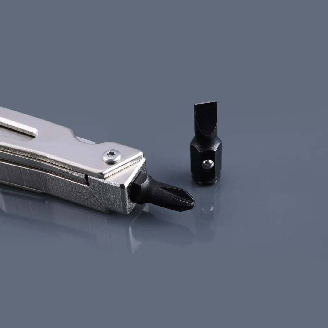 Stainless steel multi-function wrench tool with knife blade and needle nose pliers for repairs