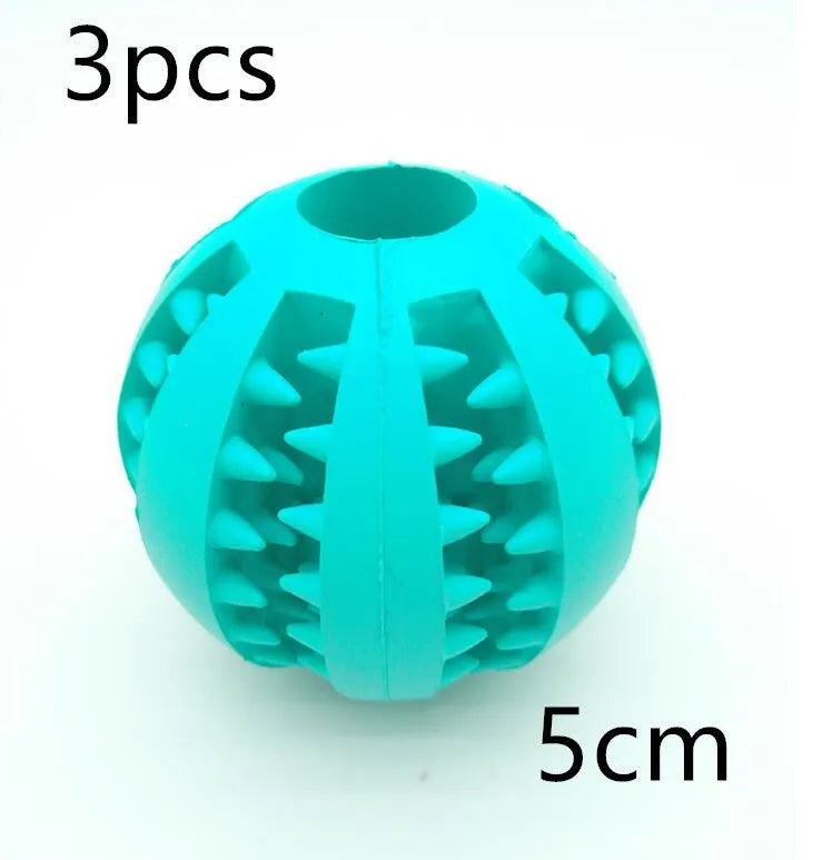 Natural silica gel dog ball toy in blue, green and red, 5cm and 7cm slow feeder treat dispenser