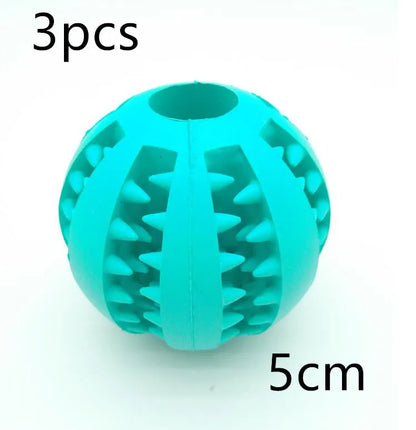 Natural silica gel dog ball toy in blue, green and red, 5cm and 7cm slow feeder treat dispenser