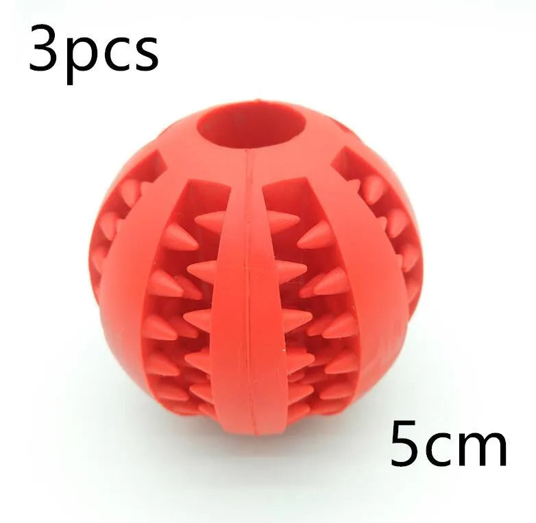 Natural silica gel dog ball toy in blue, green and red, 5cm and 7cm slow feeder treat dispenser