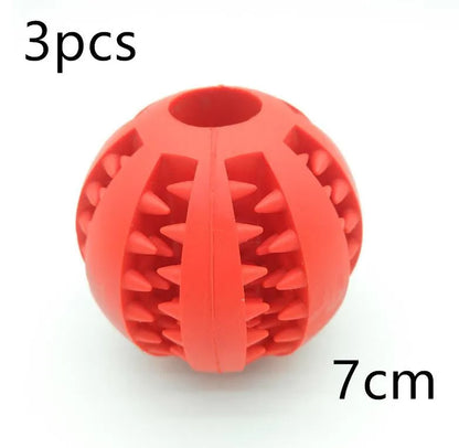 Natural silica gel dog ball toy in blue, green and red, 5cm and 7cm slow feeder treat dispenser