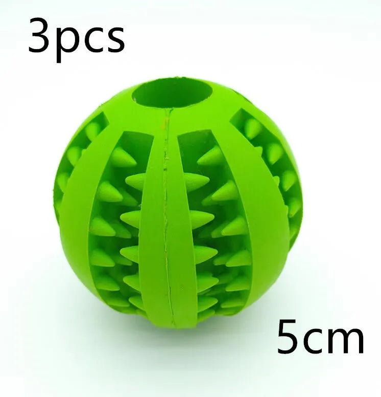 Natural silica gel dog ball toy in blue, green and red, 5cm and 7cm slow feeder treat dispenser