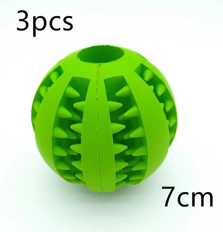 Natural silica gel dog ball toy in blue, green and red, 5cm and 7cm slow feeder treat dispenser