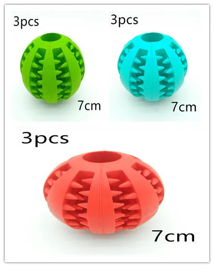 Natural silica gel dog ball toy in blue, green and red, 5cm and 7cm slow feeder treat dispenser