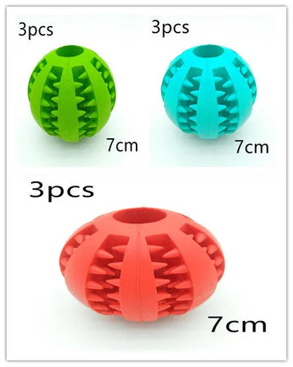 Natural silica gel dog ball toy in blue, green and red, 5cm and 7cm slow feeder treat dispenser