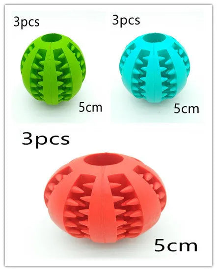 Natural silica gel dog ball toy in blue, green and red, 5cm and 7cm slow feeder treat dispenser