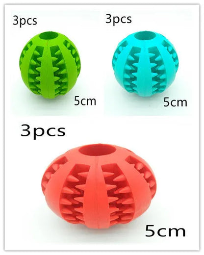 Natural silica gel dog ball toy in blue, green and red, 5cm and 7cm slow feeder treat dispenser