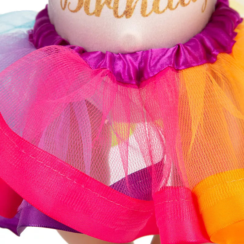 Rainbow skirt outfit for 18-inch dolls, perfect for children's dress-up play
