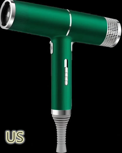 Silver 1800W hair dryer with magnetic nozzles showing set tuyere and disperse tuyere attachments