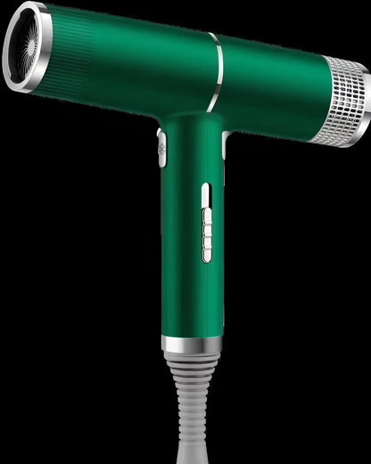 Silver 1800W hair dryer with magnetic nozzles showing set tuyere and disperse tuyere attachments