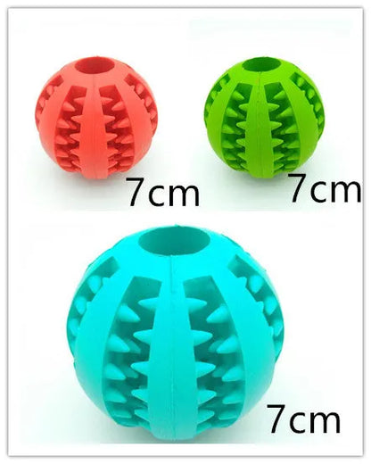 Natural silica gel dog ball toy in blue, green and red, 5cm and 7cm slow feeder treat dispenser