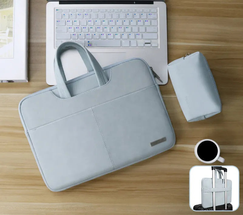 PU leather laptop bag in multiple colours with waterproof and shock-resistant features for 11-15.6 inch notebooks